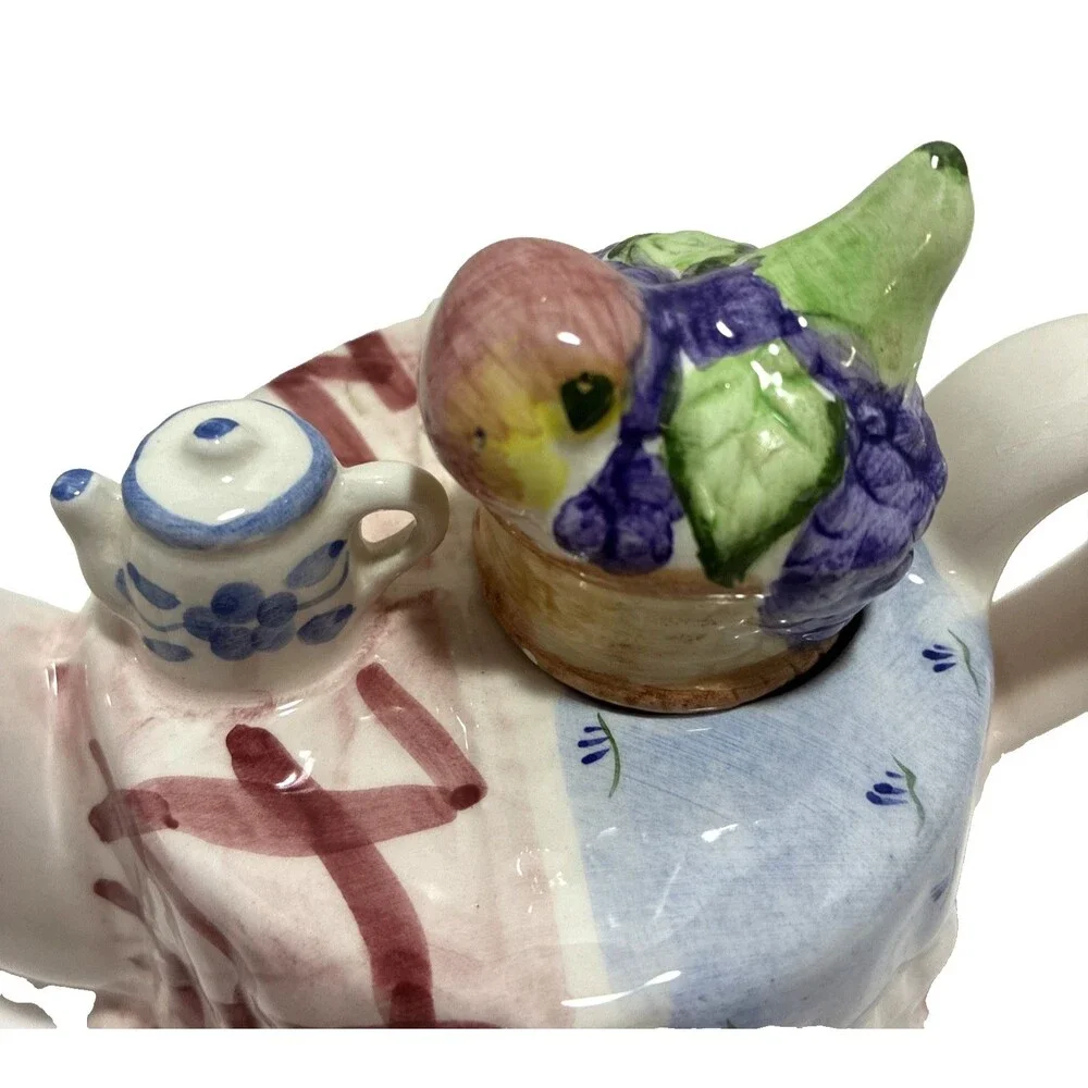 Vintage SUNSHINE Ceramic Novelty Teapot Table with Fruit and Tea - 1987 England